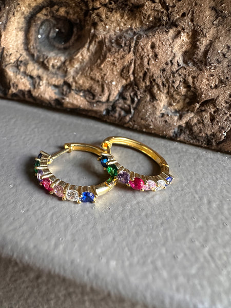 Gammie Gołd Multi Colured Zirconia Hoop Earring