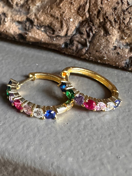 Gammie Gołd Multi Colured Zirconia Hoop Earring