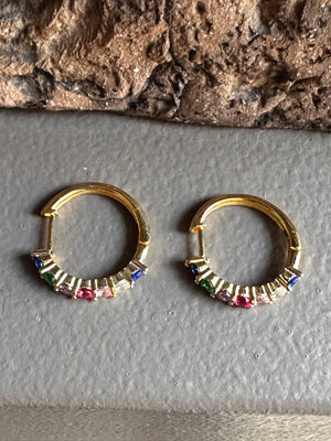 Gammie Gołd Multi Colured Zirconia Hoop Earring