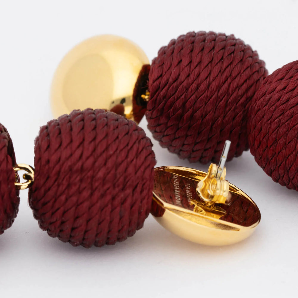 Vanessa Baroni Wrapped Bead Earrings Matt Bordeaux