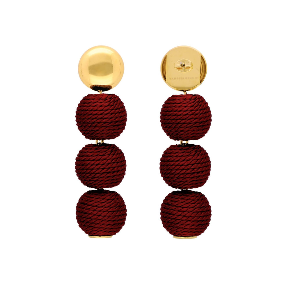 Vanessa Baroni Wrapped Bead Earrings Matt Bordeaux