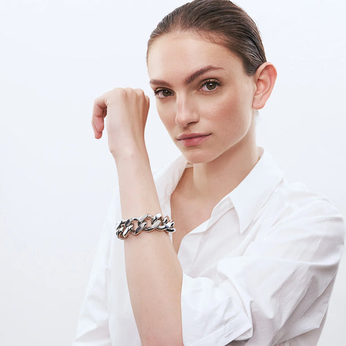 Vanessa Baroni Flat Chain Silver Bracelet