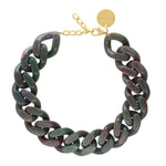 Vanessa Baroni Big Flat Chain Green Marble Necklace