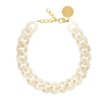 Vanessa Baroni Flat Chain Pearl Marble Necklace