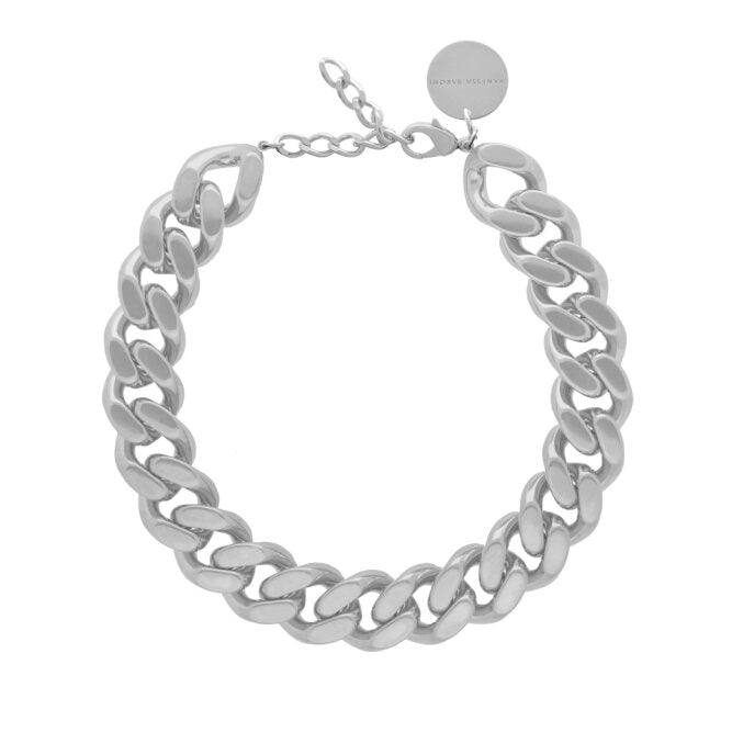 Vanessa Baroni Big Flat Chain Silver Vintage Necklace