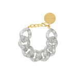Vanessa Baroni Flat Chain Silver Glitter Bracelet