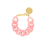Vanessa Baroni Flat Chain Neon Pink Marble Bracelet