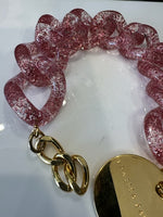 Vanessa Baroni Flat Chain Pink Glitter Bracelet