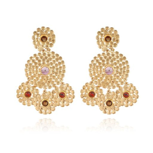 Gas Bijoux Lucky Sequin Cabochon Gold Earrings