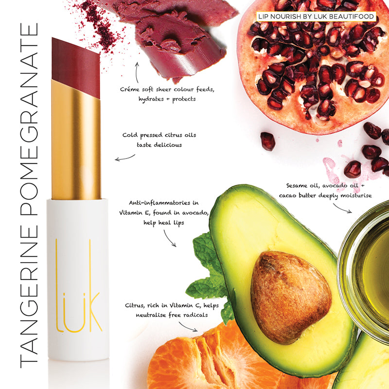 Luk Beautifood Lip Nourish Organic Natural Lipstick Tangerine Pomegranate - Luk Beautifood - Gifts - Paloma + Co Adelaide Boutique