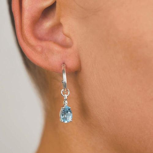 Von Treskow Sterling Silver Hoop Earrings with Blue Topaz
