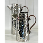 Stainless Steel Hammered Water Jug with Leather Handle