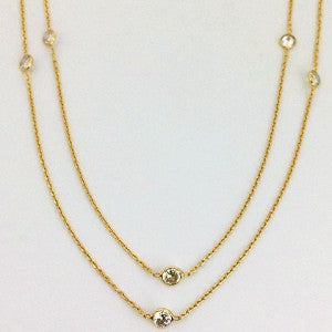 Fine Long Chain Gold  and Swarovski CrystalNecklace