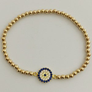 Gold Filled Evil Eye Bracelet with Swarovski Crystals