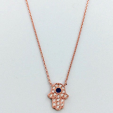 Gammie Sterling Silver Rose Gold Plated Hamsa Hand Fine Link Chain Necklace - Gammies - Jewellery - Paloma + Co Adelaide Boutique