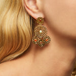 Gas Bijoux Lucky Sequin Cabochon Gold Earrings