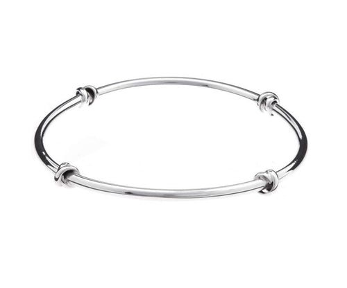 Iron Clay Bangle Sterling Silver with Four Knots