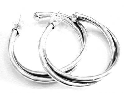 Iron Clay Silver Twist Hoop Earrings
