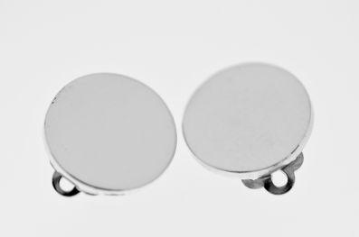 Iron Clay Silver Clip On Disc Earrings