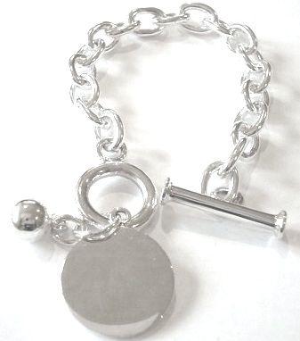 Iron Clay Silver Link  Bracelet with Disc