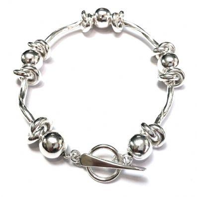 Iron Clay Silver Ball Knot Link Bracelet