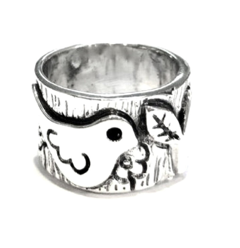 Iron Clay Sterling Silver Dove Ring