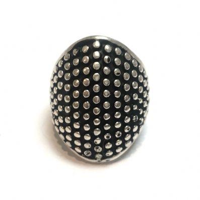 Iron Clay Sterling Silver Dotted Domed Statement Ring