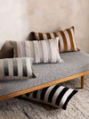 L and M Home Etro Luxury Velvet and Linen Stripe Cushion Toffee