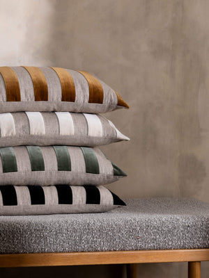 L&M Home Etro Luxury Velvet and Linen Stripe Cushion Black