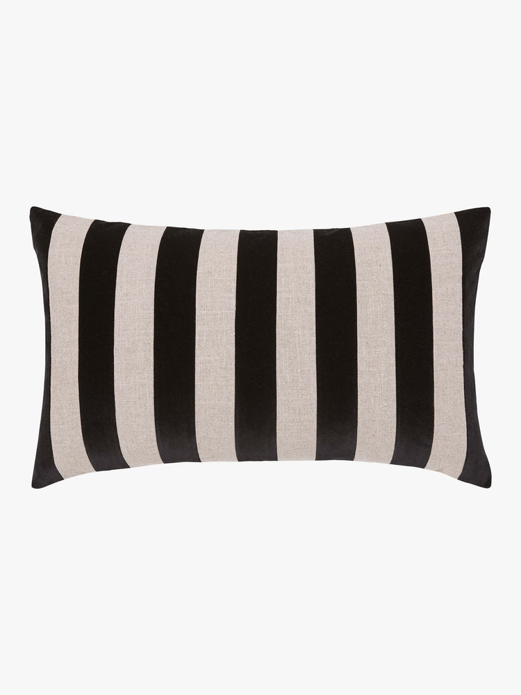 L&M Home Etro Luxury Velvet and Linen Stripe Cushion Black