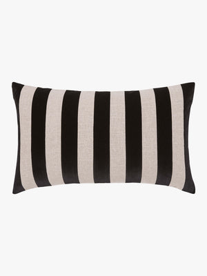 L&M Home Etro Luxury Velvet and Linen Stripe Cushion Black