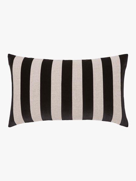 L&M Home Etro Luxury Velvet and Linen Stripe Cushion Black
