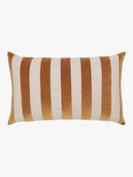 L and M Home Etro Luxury Velvet and Linen Stripe Cushion Toffee