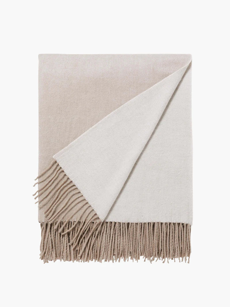 L and M Home Cashmere Throw Oatmeal / Chalk