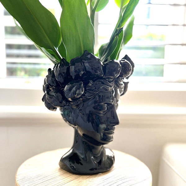 Ivory House Lemon Head Ceramic Black Vase