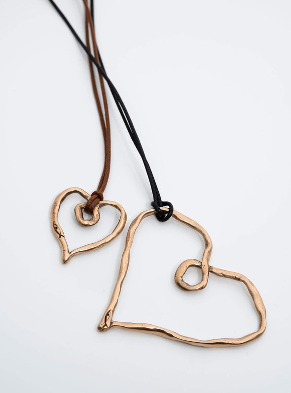 Pesci Che Volano Cuore Heart Bronze Pendant