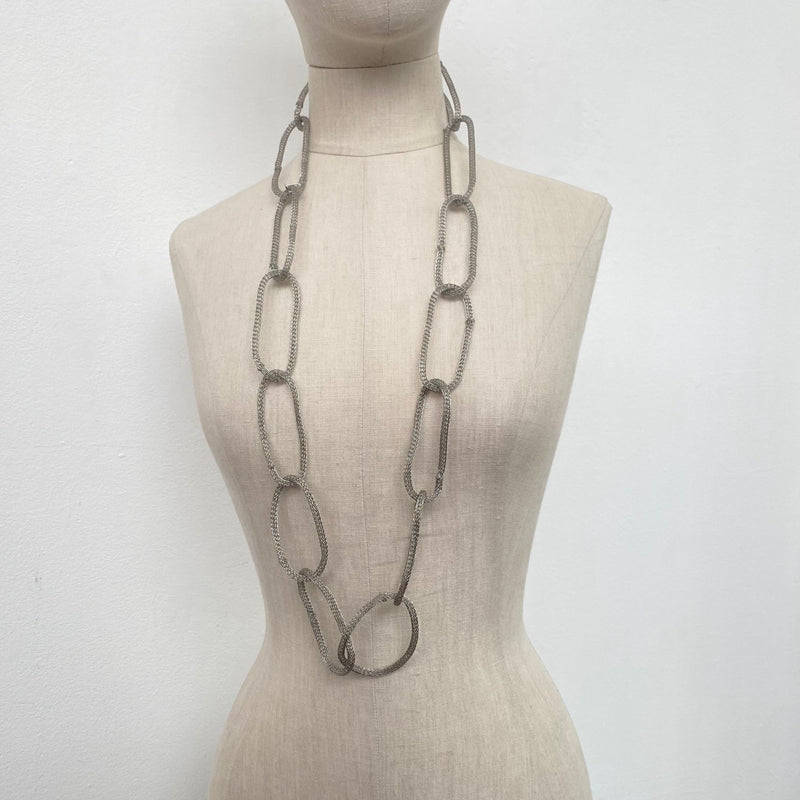 Seriously Designed Crocheted Chain Necklace Silver