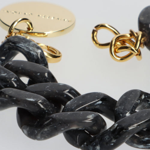Vanessa Baroni Flat Chain Black Marble Bracelet