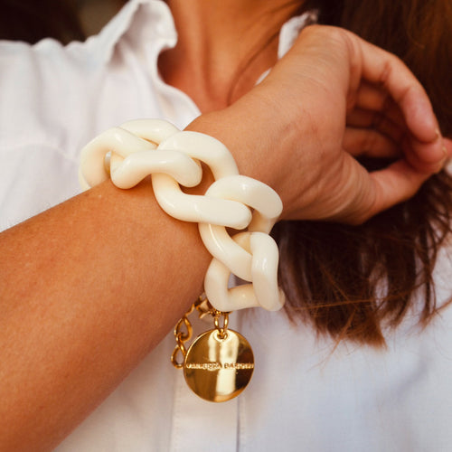 Vanessa Baroni Great Chain Matt Off White Bracelet