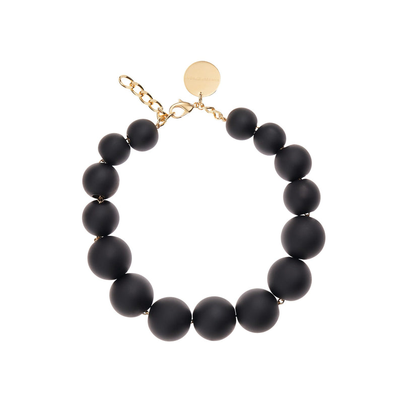 Vanessa Baroni Beads Matt Black Ball Necklace