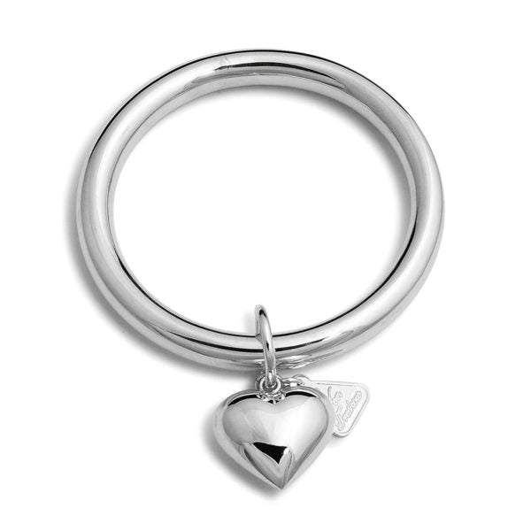 A Von Treskow Sterling silver 8mm golf bangle with large puffy heart
