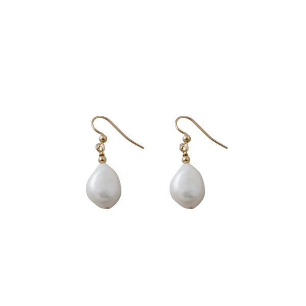 A Von Treskow Baroque Pearl Earring Yellow 14 Kt