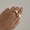 Von Treskow Large Silver and Rose Gold Domed Ring