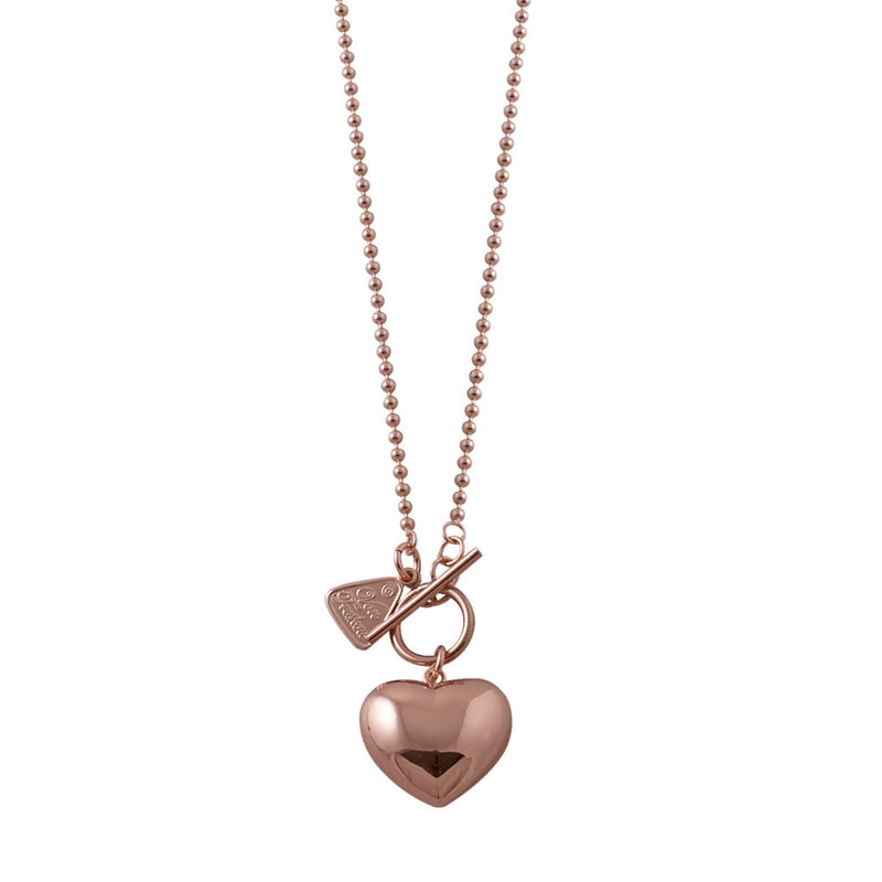 Von Treskow Rose Gold 80cm Ball Chain Puffed Heart Necklace - Von Treskow - Jewellery - Paloma + Co Adelaide Boutique
