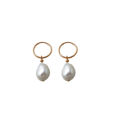 Von Treskow Hoop Baroque Pearl Earrings