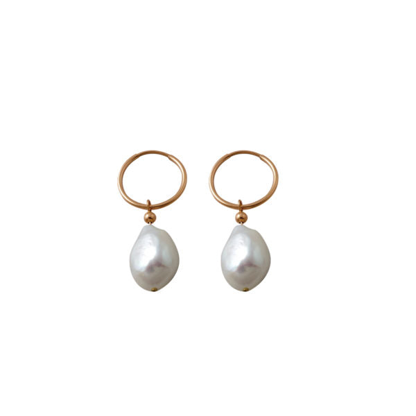 Von Treskow Hoop Baroque Pearl Earrings