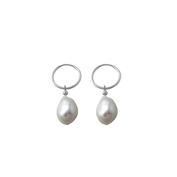 Von Treskow Hoop Baroque Pearl Earrings