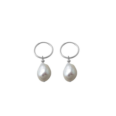 Von Treskow Hoop Baroque Pearl Earrings
