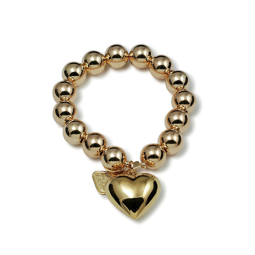 Von Treskow YELLOW GOLD STRETCHY BRACELET WITH PUFFY HEART - Von Treskow - Jewellery - Paloma + Co Adelaide Boutique