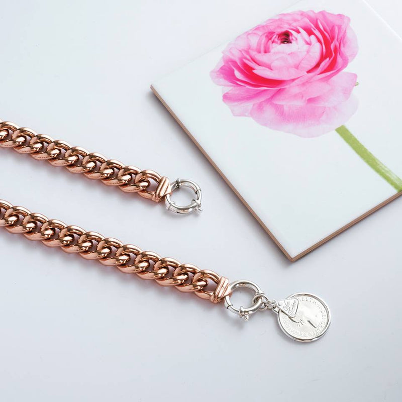 Von Treskow Rose Gold Plated Medium Mama Bracelet with sterling silver bolt - Von Treskow - Jewellery - Paloma + Co Adelaide Boutique